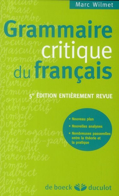 Emprunter Grammaire critique du français. 5e édition revue et corrigée livre