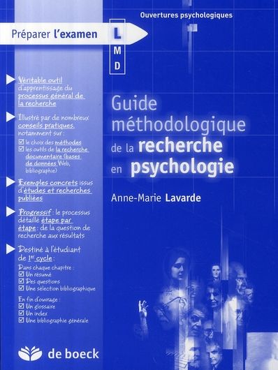 Emprunter Guide méthodologique de la recherche en psychologie livre