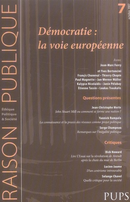 Emprunter Raison Publique N° 7, octobre 2007 : Démocratie : la voie européenne livre