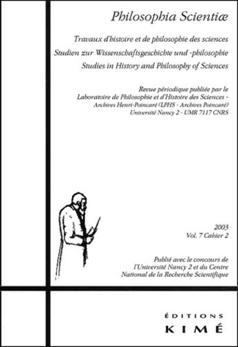 Emprunter Philosophia Scientiae Volume 7 N° 2/2003 livre