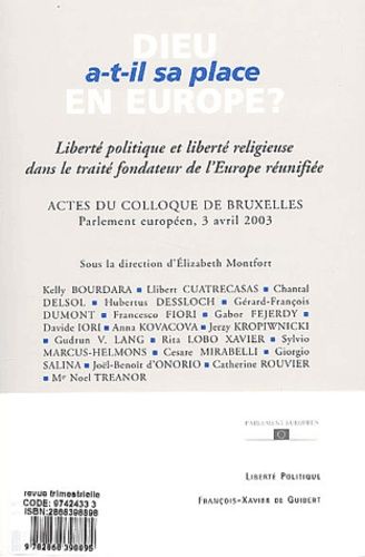 Emprunter Liberté politique Octobre 2003 - Hors série : Dieu a-t-il sa place en Europe ? Actes du colloques : livre