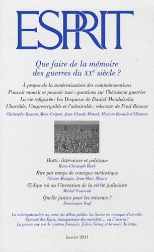 Emprunter Esprit N° 371, Janvier 2011 : Que faire de la mémoire des guerres du XXe siècle ? livre