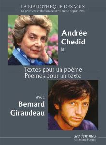 Textes pour un poème, Poèmes pour un texte. 1 cd mp3 - Chedid Andrée - Giraudeau Bernard