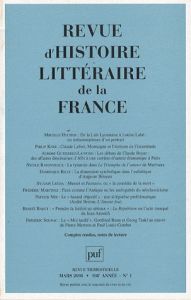 Revue d'histoire littéraire de la France N° 1, Mars 2008 - Huchon Mireille - Knee Philip - Laffond Aurore Gut