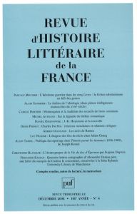 Revue d'histoire littéraire de la France N° 4, Octobre-Décembre 2008 - Mounier Pascale - Sandrier Alain - Dornier Carole