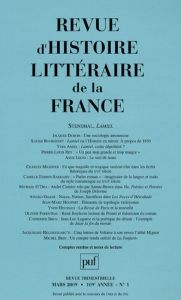 Revue d'histoire littéraire de la France N° 1, Janvier-mars 2009 : Stendhal, Lamiel - Dubois Jacques - Bourdenet Xavier - Ansel Yves - R