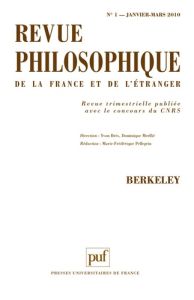 Revue philosophique N° 1, Janvier-Mars 2010 : Berkeley - Brykman Geneviève - Glauser Richard - Peterschmitt