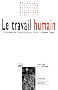 Le travail humain Volume 83 N°2 - 2020 - Darses Françoise