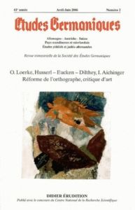 Etudes Germaniques N° 242, 2/2006 : Réforme de l'orthographe, critique d'art - Valentin Jean-Marie