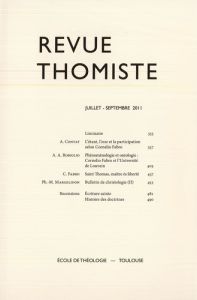 Revue thomiste - N°3/2011 - Margelidon Philippe-Marie