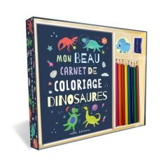 Mon beau coffret de coloriage dinosaures. Un livre de coloriages, 8 crayons de couleur, un taille-cr - COLLECTIF