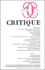 Critique N° 683 Avril 2004 - Roy Olivier - Prévost Bertrand - Bordas Eric - Gal