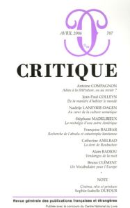 Critique N° 707, Avril 2006 - Compagnon Antoine - Colleyn Jean-Paul - Laneyrie-D