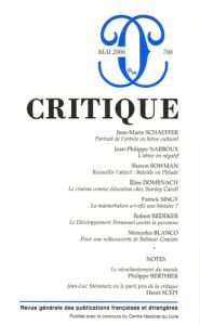Critique N° 708, Mai 2006 - Schaeffer Jean-Marie - Narboux Jean-Philippe - Bow