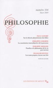 Philosophie N° 104 - Natorp Paul - Cormier Philippe - Merlier Philippe
