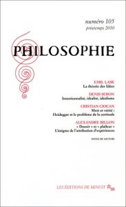 Philosophie N° 105, Printemps 2010 - Lask Emil - Seron Denis - Ciocan Cristian - Billon