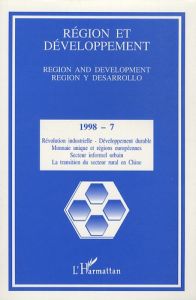 Région et Développement N° 7-1998 : Révolution Industrielle - Développement durable - Brasseul Jacques