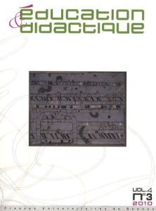 Education & didactique Volume 4, N° 3/2010 - Sensevy Gérard