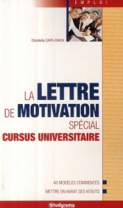 La lettre de motivation spécial cursus universitaire - Capo-Chichi Christelle