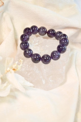 Bracelet Améthyste Perles rondes 14 mm