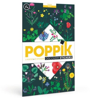 POPPIK LES FLEURS - 1 POSTER 72 STICKERS REPOSITIONNABLES