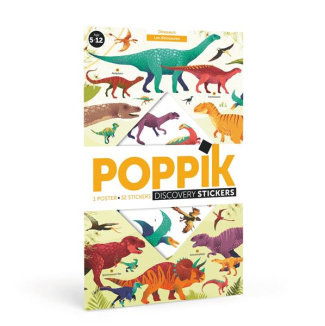 POPPIK LES DINOSAURES - 1 POSTER 72 STICKERS REPOSITIONNABLES