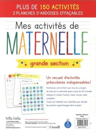Mes activités de maternelle grande section. Logique, observation, coloriages, jeux, chiffres, formes