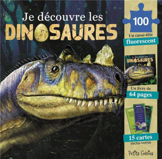Je découvre les dinosaures . Avec 1 casse-tête fluorescent ; 1 livre de 64 pages et 15 cartes recto-