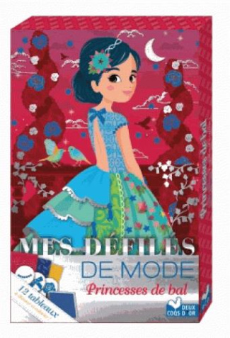Mes défilés de mode : princesse de bal. Avec 5 tampons, 1 encrier, 5 cartes avec des motifs en relie
