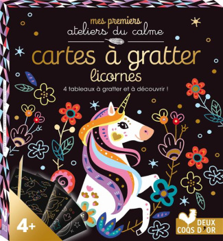 Cartes à gratter licornes. 4 tableaux à gratter à découvrir !