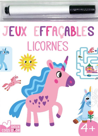 Jeux effaçables Licornes. Avec un feutre