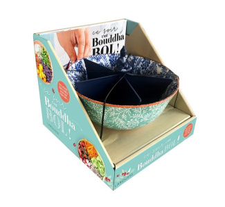 Ce soir c'est bouddha bol ! Coffret avec un bol en céramique et un séparateur à 5 compartiments