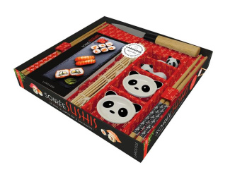 Soirée sushis. Coffret avec 1 couteau, 1 natte en bambou, 2 repose-baguettes, 2 coupelles à sauce et