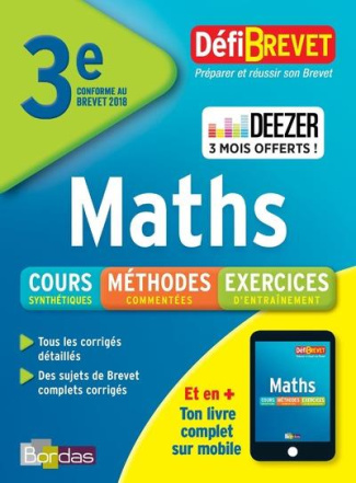 Maths brevet 3e. Edition 2018