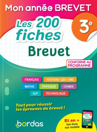 Les 200 fiches Brevet 3e. Edition 2021