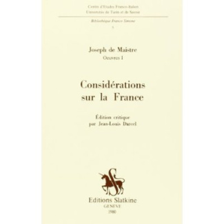 CONSIDERATIONS SUR LA FRANCE. EDITION CRITIQUE PAR JEAN-LOUIS DARCEL. (OEUVRES COMPLETES I).