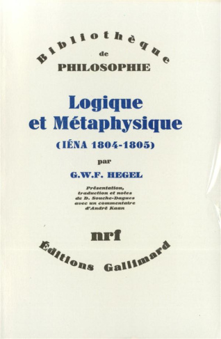 Logique et métaphysique. Ièna, 1804-1805