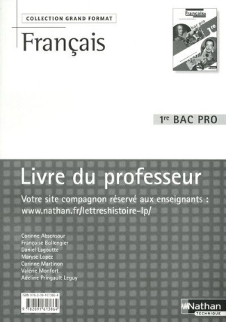 Français 1re bac pro. Livre du professeur