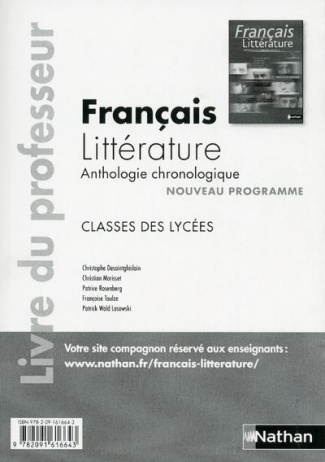 Français Littérature classes des lycées. Livre du professeur