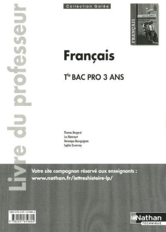 Français Tle Bac pro 3 ans. Livre du professeur