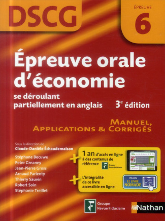 Epreuve orale d'économie se déroulant partiellement en anglais DSCG 6. Manuels, applications et corr