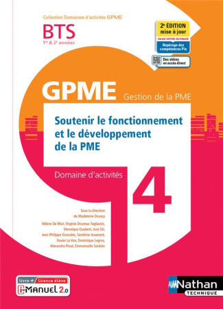 Soutenir le fonctionnement et le développement de la PME Domaine d'activités 4 BTS 1re et 2e années