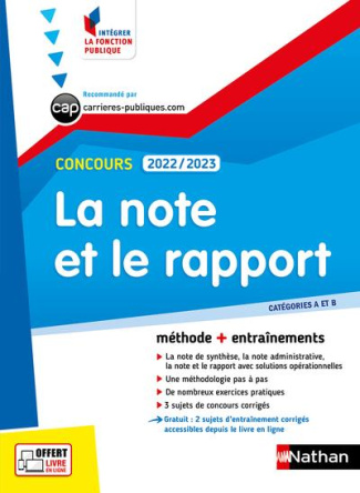 La note et le rapport. Concours catégorie A et B, Edition 2022-2023