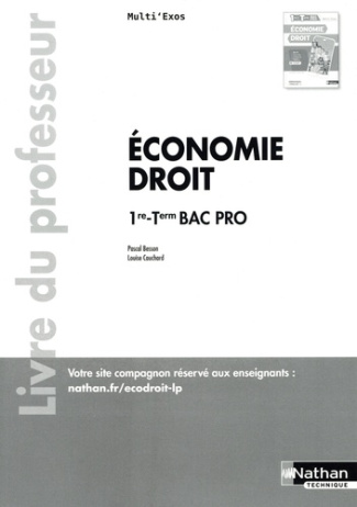 Economie-Droit 1re-Tle Bac Pro. Livre du professeur, Edition 2022