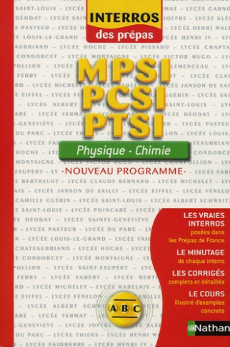 Physique-Chimie nouveau programme. MPSI-PCSI-PTSI
