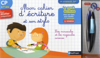 Mon cahier d'écriture et son stylo pour droitier uniquement. Les minuscules et les majuscules cursiv