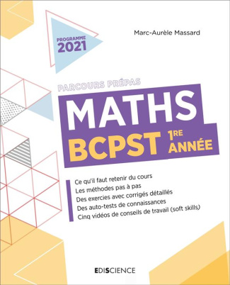 Maths BCPST 1re année Parcours Prépas. Edition 2021