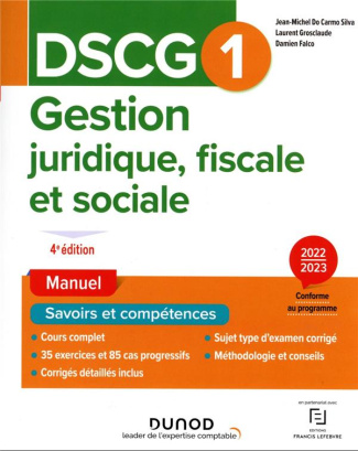 Gestion juridique, fiscale et sociale DSCG 1. Manuel, Edition 2022-2023