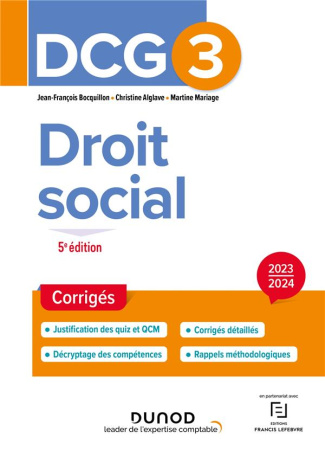 Droit social DCG 3. Corrigés, Edition 2023-2024