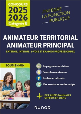 Concours Animateur territorial, animateur principal. Externe, interne, 3e voie et examen professionn
